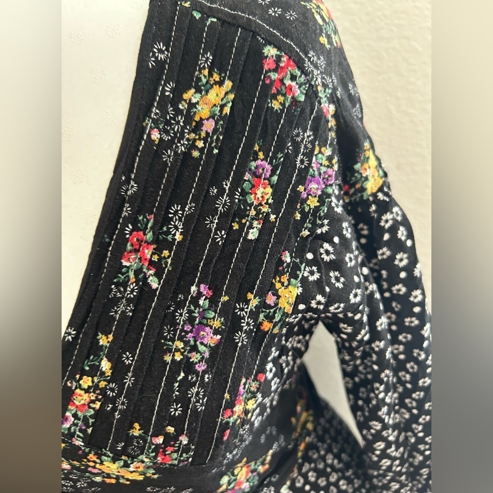 Free People Black Floral Long Sleeve Dress size XS - Picture 6 of 11